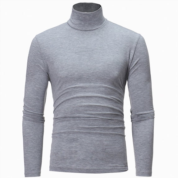 ZHANGDER Mens Turtleneck Pullover Sweater Long Sleeve Slim Fit Basic Lightweight Knitted, Gray XXXL
