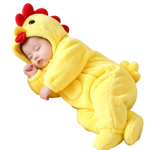 ZHANGDER Nebworn Baby Chick Costume Infant Girl Boy Outfit Fall Winter Warm Flannel Plush Hood Romper