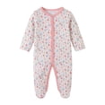 thumbnail image 1 of ZHANGDER Newborn Boy Clothes 6M Infant Newborn Fall Winter Romper Bodysuit Long Sleeve Button Jumpsuit One Piece Warm Outfit, Light Pink 3-6 Months, 1 of 4