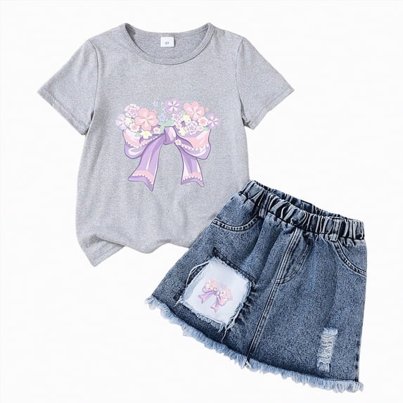 ZHANGDER Summer Toddler Girl Clothes 1T 2T 3T 4T 5T T-Shirt Tee Tops + Shorts Ribbed Knit Cute Summer Outfits 2 Pieces Shorts Set