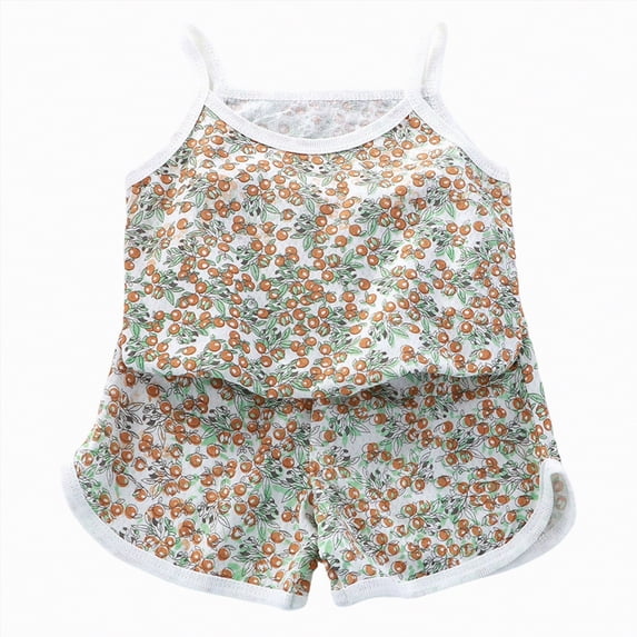 ZHANGDER Summer Toddler Girl Clothes 1T 2T 3T 4T 5T T-Shirts Shorts Clothing Set Ribbed Knit Cute Summer Outfits 2pcs Shorts Outfits Set, Orange 2-3T