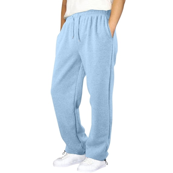 ZHANGDER Teen Boys Sweatpants Baggy Open Bottom Drawstring Elastic Waist Wide Leg Pockets, Sky Blue 15-16 Years