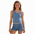 thumbnail image 1 of ZHANGDER Teen Swimsuits for Girls Tankini Swimsuit Scoop Neck Bathing Suits Swim Tank Top and Drawstring Bottoms, Blue 11-12Y, 1 of 9