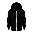 thumbnail image 1 of ZHANGDER Teens Hooded Zip Up Sweatshirt Oversized Full Zipper Jacket with Drawstring Pocket, Black 5-6 Years, 1 of 6
