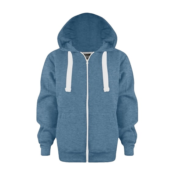 ZHANGDER Teens Hooded Zip Up Sweatshirt Oversized Full Zipper Jacket with Drawstring Pocket, Navy 9-10 Years