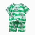 thumbnail image 1 of ZHANGDER Toddler Baby Boy Outfit Casual Outfit Short Sleeve T-Shirt Tops + Shorts Set Summer Clothes, Light Green 6-12 Months, 1 of 5