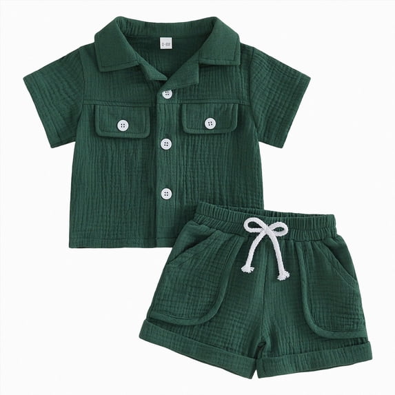 ZHANGDER Toddler Baby Boy Outfit Summer Outfits Short Sleeve T Shirt and Shorts Set Cool Short Sets, Green 2-3 Years