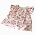thumbnail image 1 of ZHANGDER Toddler Baby Girls Clothes 1T 2T 3T 4T 5T T-Shirts Shorts Clothing Set Ribbed Knit Cute Outfits Set 2pcs Shorts Outfits Set, Red 3-4T, 1 of 8