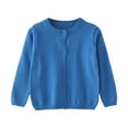 thumbnail image 1 of ZHANGDER Toddler Cardigan Sweater for Girls Button Down Long Sleeve Round Neck Knit, Blue 6-12 Months, 1 of 4
