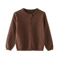 thumbnail image 1 of ZHANGDER Toddler Cardigan Sweater for Girls Button Down Long Sleeve Round Neck Knit, Coffee 4-5 Years, 1 of 4