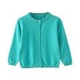 thumbnail image 1 of ZHANGDER Toddler Cardigan Sweater for Girls Button Down Long Sleeve Round Neck Knit, Mint Green 18-24 Months, 1 of 4