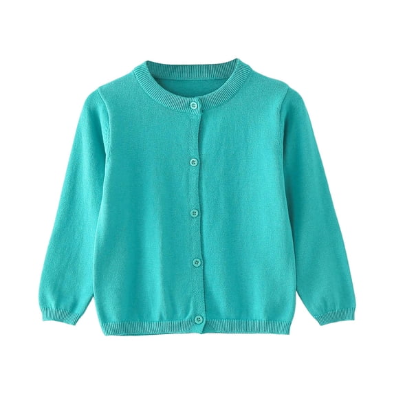 ZHANGDER Toddler Cardigan Sweater for Girls Button Down Long Sleeve Round Neck Knit, Mint Green 18-24 Months