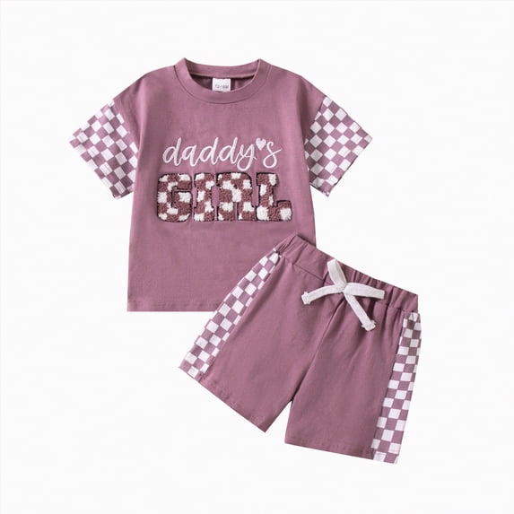 ZHANGDER Toddler Girls Clothes 1T 2T 3T 4T 5T T-Shirt Tee Tops + Shorts Ribbed Knit Cute Summer Short Set 2pcs Shorts Outfits Set, Purple 2-3T