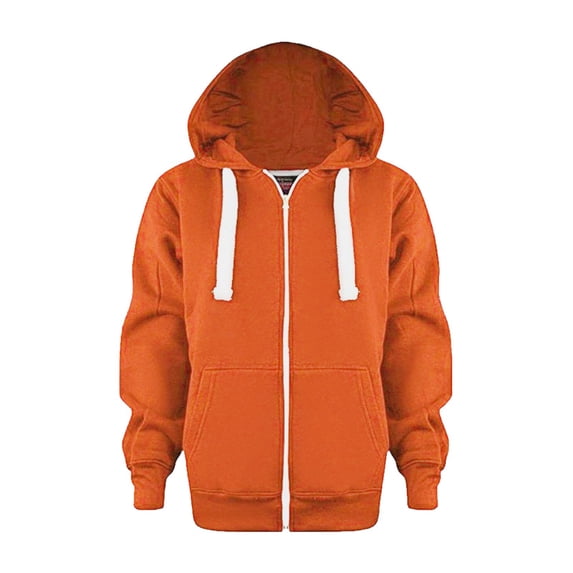 ZHANGDER Unisex Kids Zip Up Hoodie Oversized Hooded Sweatshirt Jacket with Kangaroo Pocket, Orange 3-4 Years