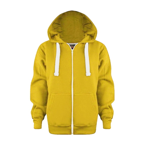 ZHANGDER Unisex Kids Zip Up Hoodie Oversized Hooded Sweatshirt Jacket with Kangaroo Pocket, Yellow 4-5 Years