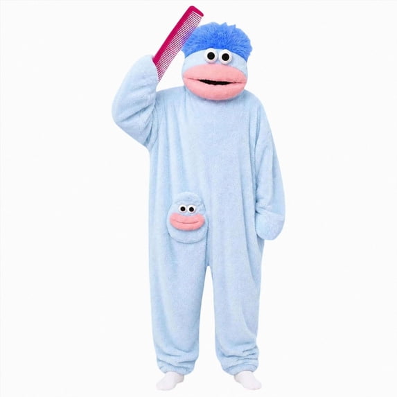 ZHANGDER Unisex Monster Onesie, Plush Fleece Jumpsuit with Comb, 2-10 Years