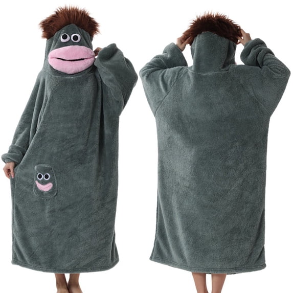 ZHANGDER Wearable Blanket Hoodie, Oversized Big Mouth Monster, Super Soft Plush Blanket, Hooded Loungewear, 9 Colors One Size