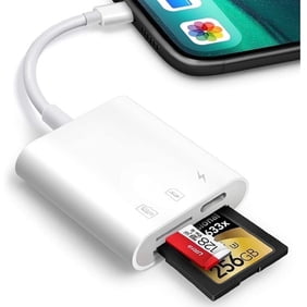 ZHANGHENG SD Card Reader Compatible with iPhone/iPad, Digital Trail Camera SD Card Viewer with Dual Slot for MicroSD, SD, Lightening Connector Memory Card Adapter for Photography, Plug and Play
