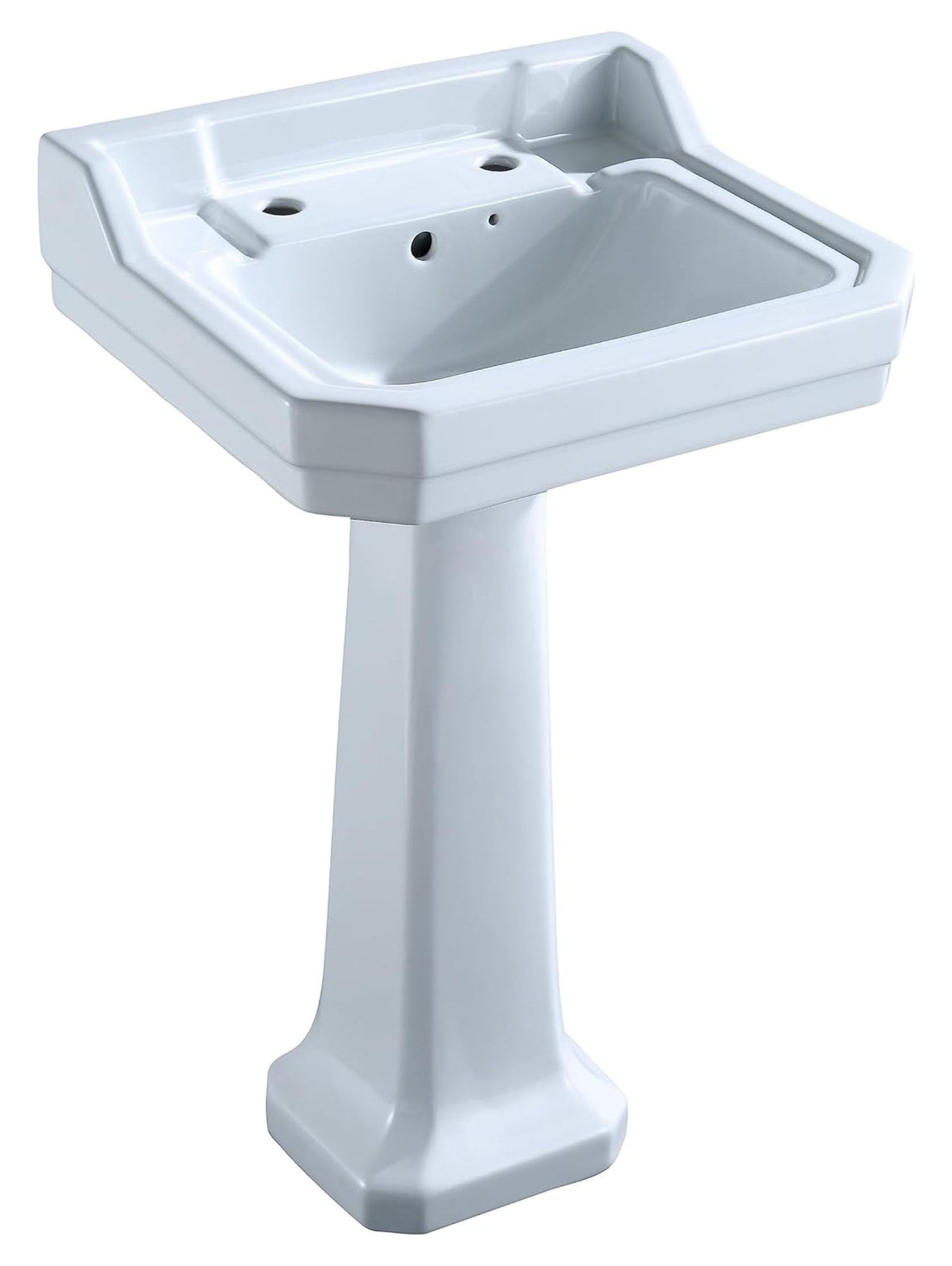 ZHANGHU 21.7" Victoria Pedestal Sink, Rectangular Ceramic Pedestal