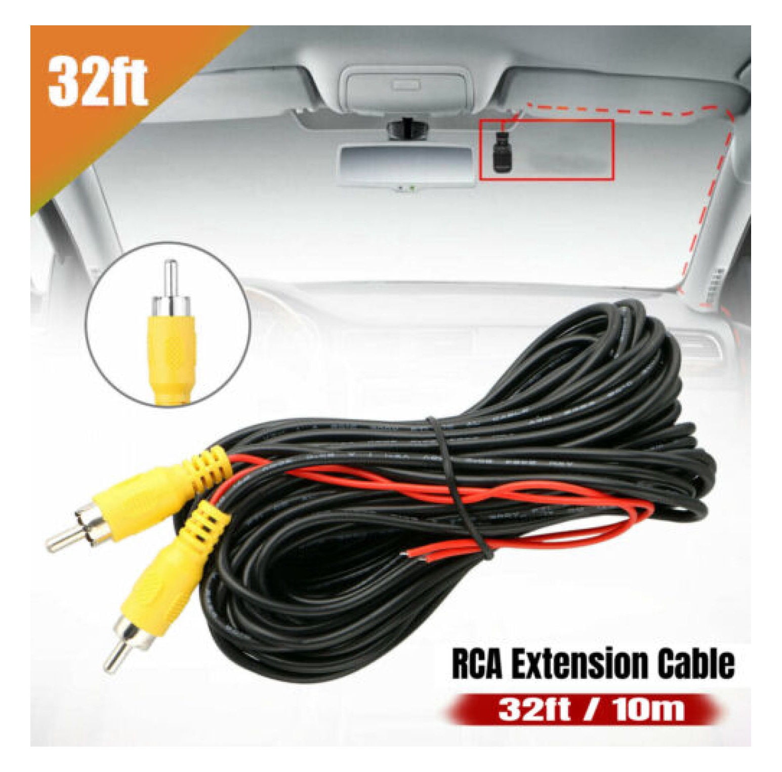ZHANGHU 32ft Car Video RCA Extension Cable for Rear View