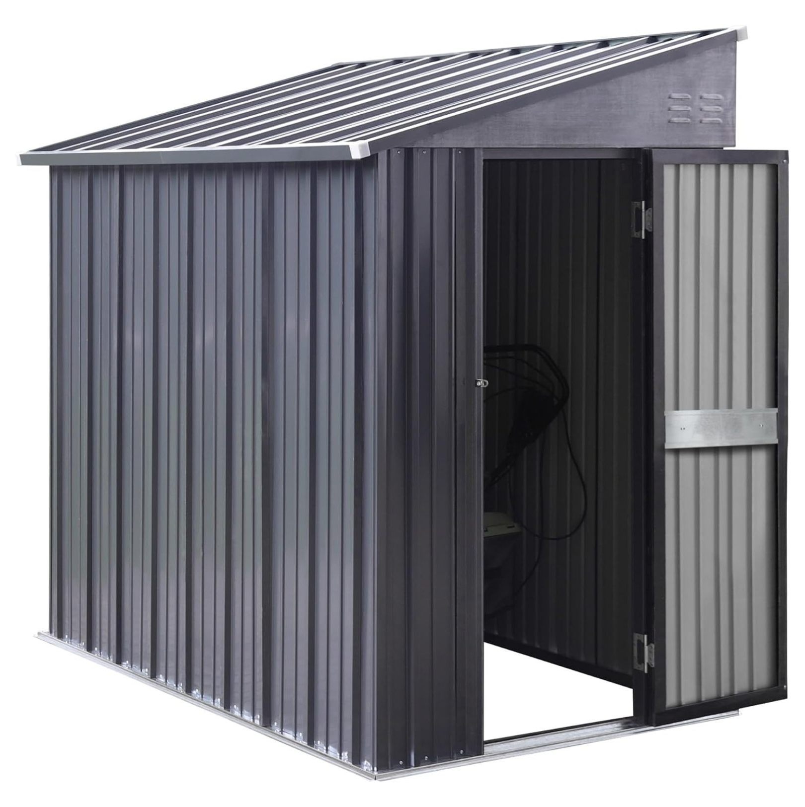 ZHANGHU 4x8 FT Outdoor Storage Shed with Lockable Door, Metal Lean to