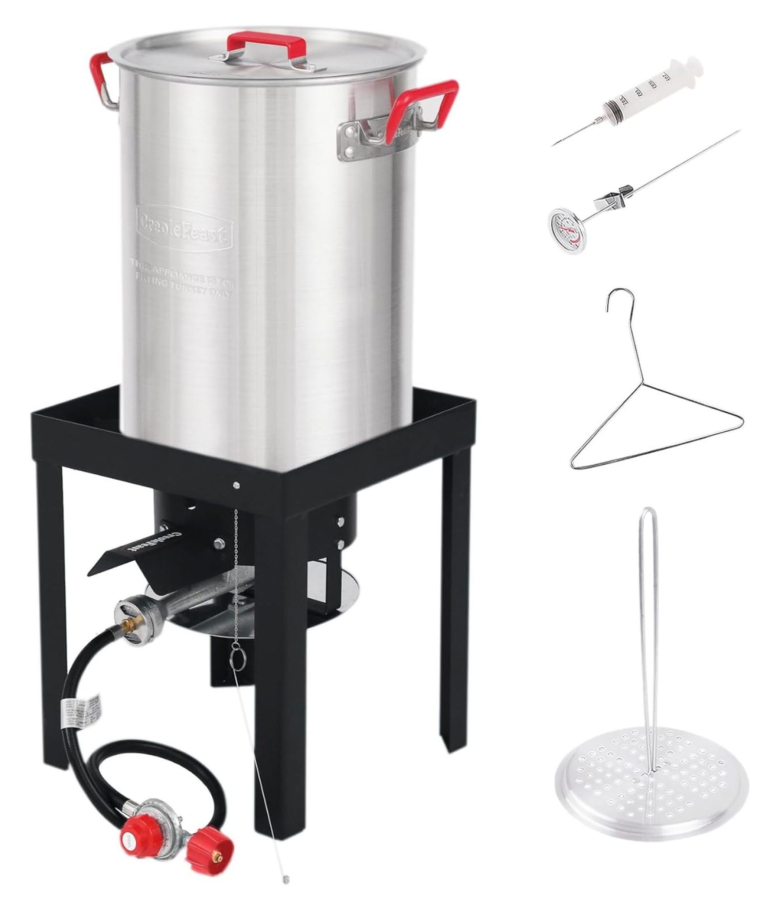 ZHANGHU Aluminum 30 Qt. Turkey Fryer Pot Set, 50,000 BTU Propane Turkey