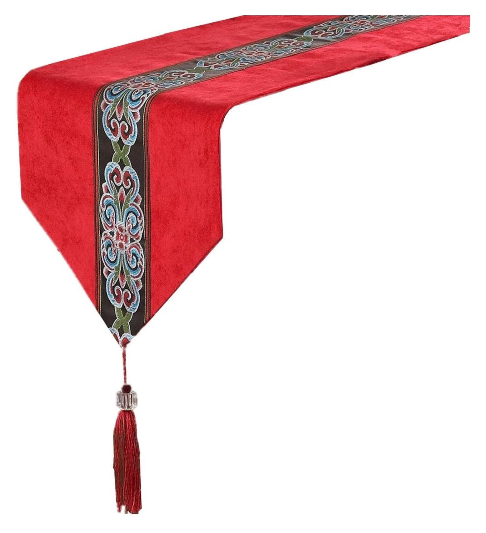 ZHANGHU Classic Vintage Table Runner and Dresser Scarf with Tassels