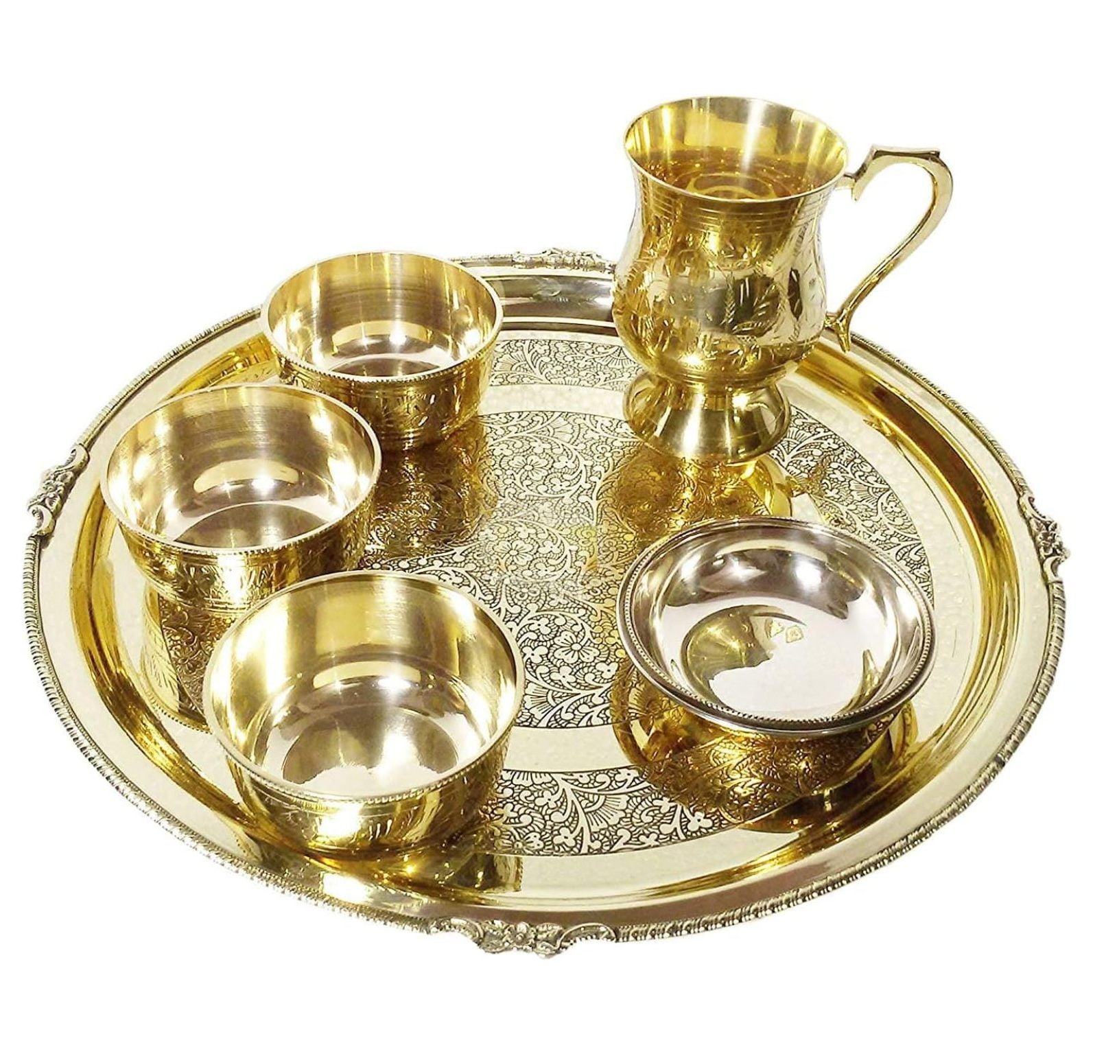 ZHANGHU Indian dinnerware brass traditional dinner set of thali plate ...