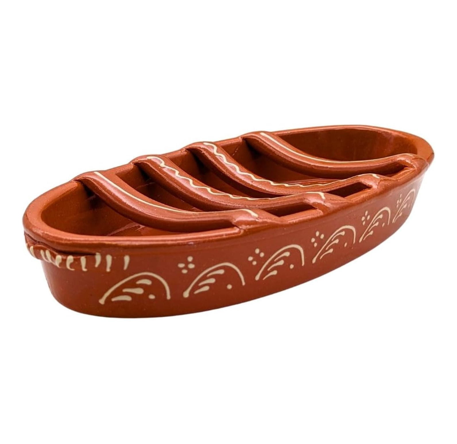 Traditional Portuguese Clay Sausage Roaster – Handmade Terracotta Dish For Flambé Chouriço à Bombeiro (13" X 6" X 2")