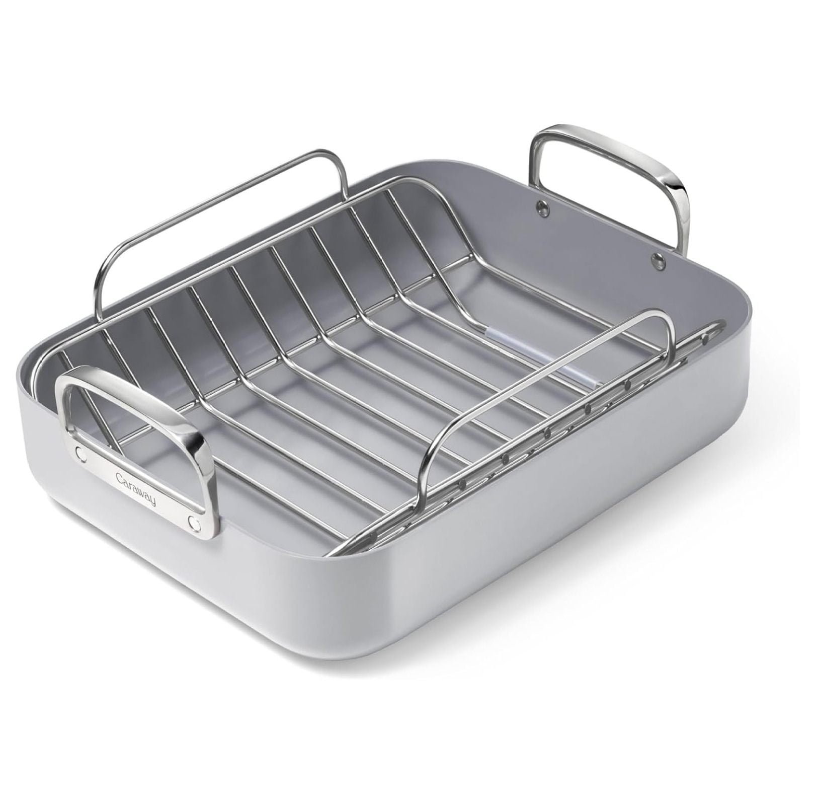 Gray Ceramic Nonstick Square Roasting Pan with Rack
