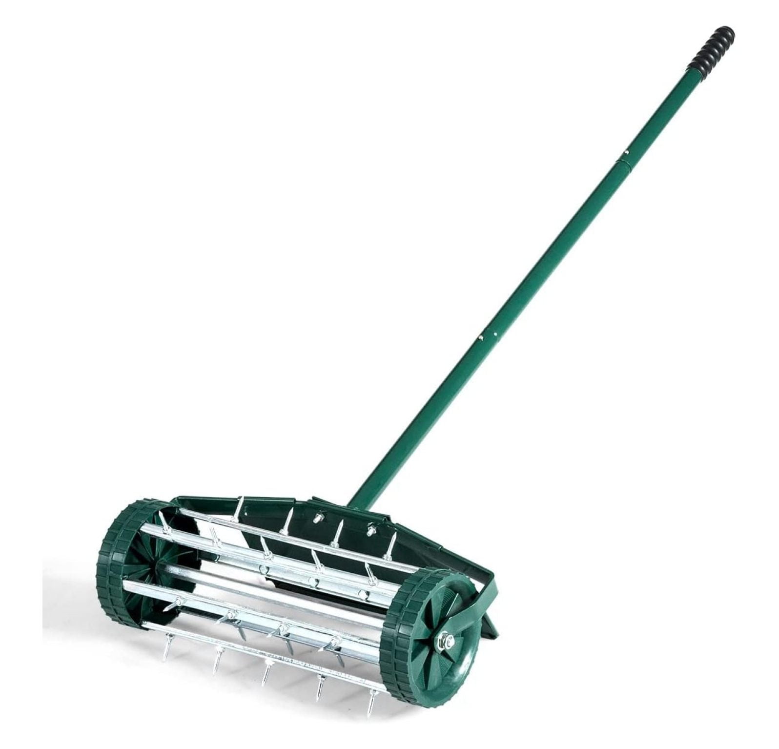 21 Inch Rolling Lawn Aerator - Fillable With Sand/Rocks, Manual Push Aerator With Spikes, Heavy-Duty For Yard & Garden