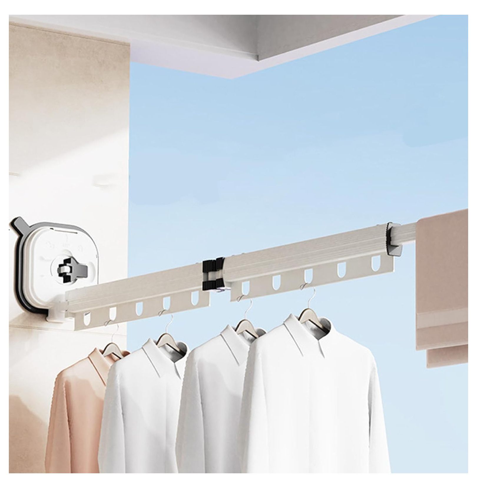 ZHANGHU Tri Folding Clothing Rack Suction Cup, 3Fold Retractable Clothes Drying Rack with