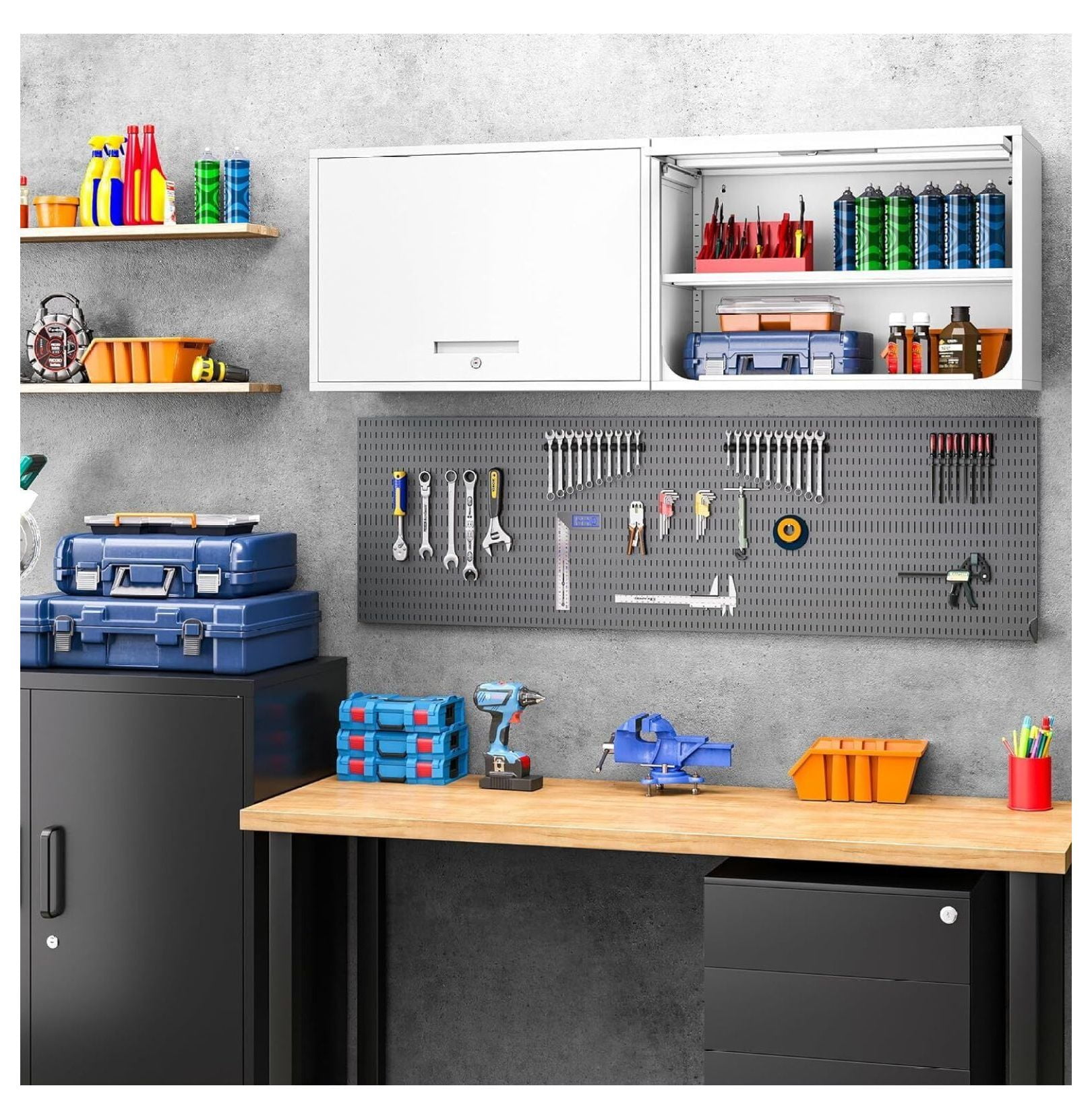 ZHANGHU Wall Mounted Metal with Adjustable Shelves,Wall Hanging Garage