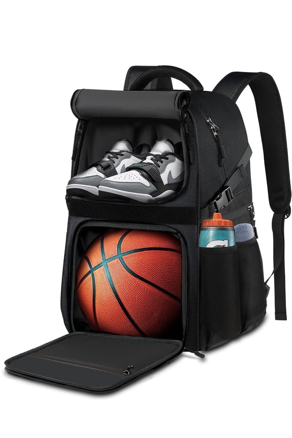 Basketball Bag Backpack with Ball Holder Shoes Compartment, Large Basketball Accessories Sports Bag