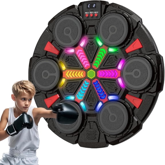 Music Boxing Machine Sport Toys for Boy and Adults,Wall Mounted Bluetooth Smart Punching Target,Training Pad Toy with Boxing Glove,Ideas for Boys Girls Years Old.