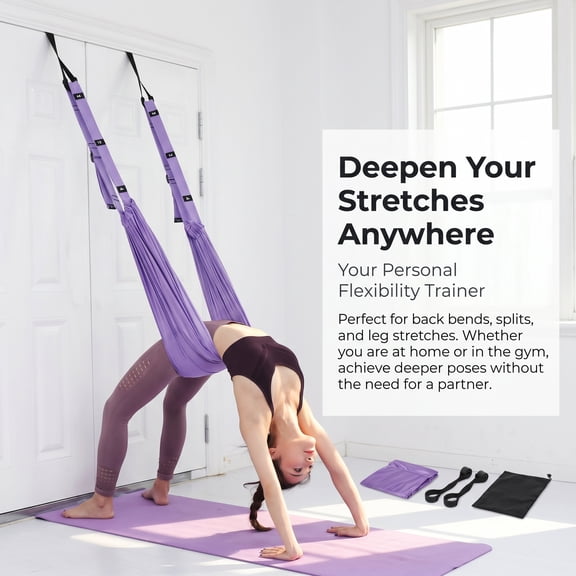 ZHANGLU Yoga Fitness Stretching Strap 36" with 2 Door Anchors  Adjustable Leg Stretcher Back Bend Assist Trainer, Heavy Duty Hip Stretcher, Includes Storage Bag