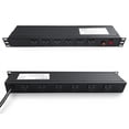 thumbnail image 1 of ZHANGONG 1U PDU, 12 Outlets Rack Mount Power Strip, 6 Front & 6 Rear Outlets, 15A Overload Protection, 10ft 45° Angled Flat Plug, for Server & AV Racks, 1 of 9