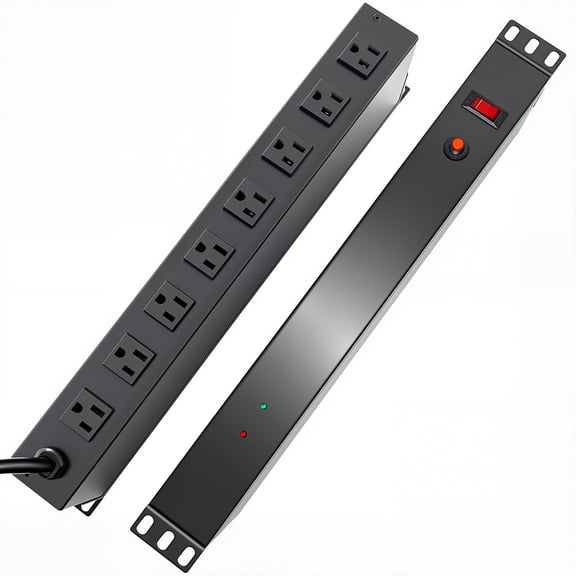 ZHANGONG 8 Outlet PDU Rack Mount Power Strip with 2000J Surge Protection, 15A 1875W, 6.5FT 14AWG Cord for 19 inch Server Rack, Network Cabinet