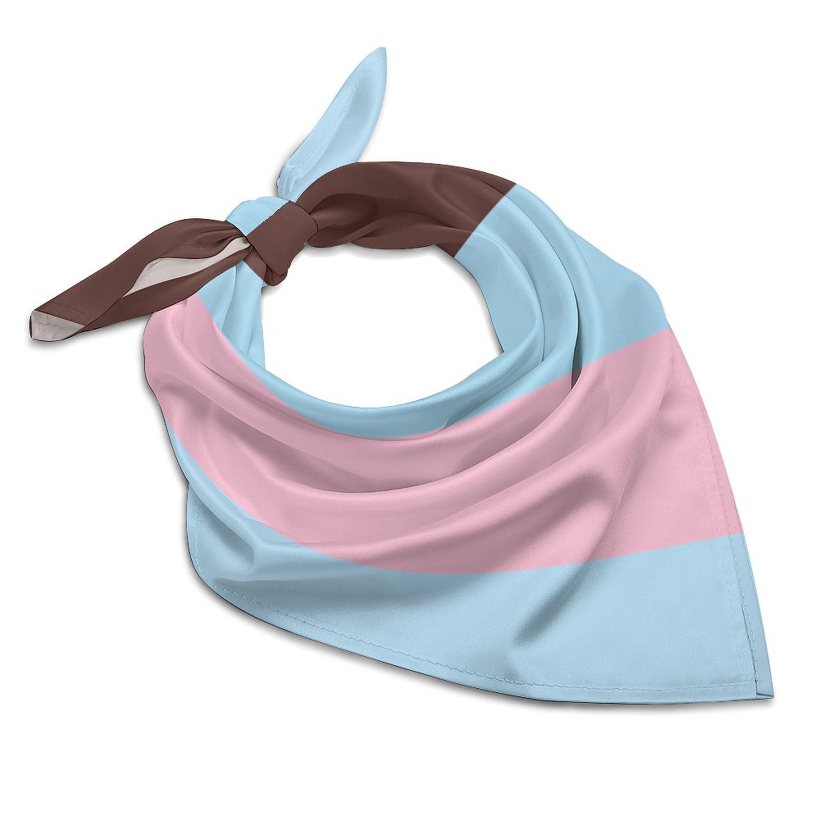 ZHANGS Radiant Brown Blue181 Silk Hair Bandana, Square Silk Head Scarf