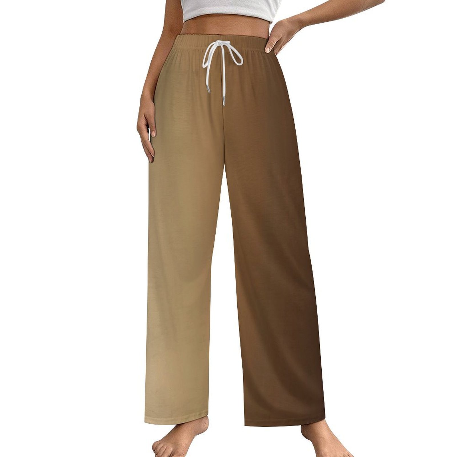 ZHANGS Sand Beige and Cocoa Brown 11 Women's Pajama Pants, Casual