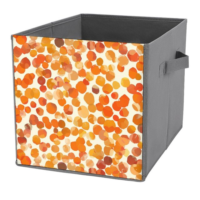 ZHANGS Watercolor Orange Ditsy1265 Cube Storage Box With Handle