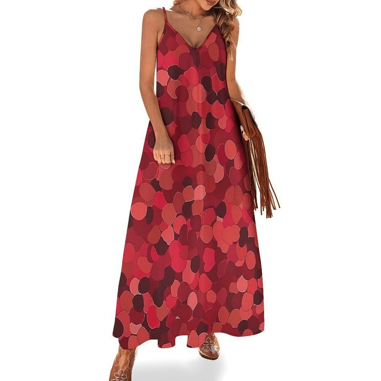 ZHANGSX Energetic Cranberry Pattern 314 Women s Casual Halter Maxi Dress Backless Sundress Loose Flowy for Summer Beach Walmart