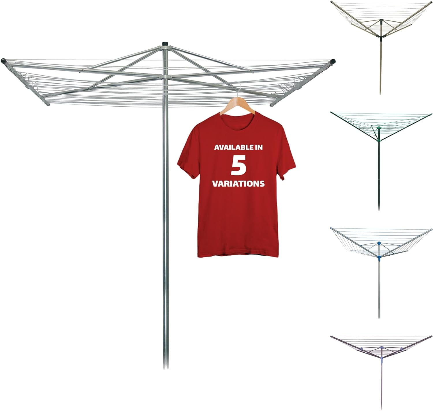 ZHANHAO 184 FT Umbrella Clothesline Outdoor Clothes Line Outdoors Heavy Duty Parallel Silver