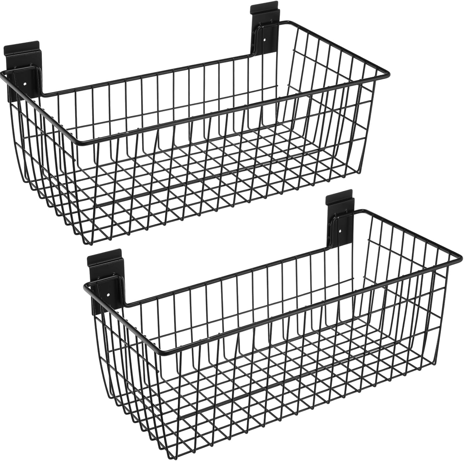 ZHANHAO 2 Pack Slatwall Baskets for PVC Slatwall, Deep Wire Basket