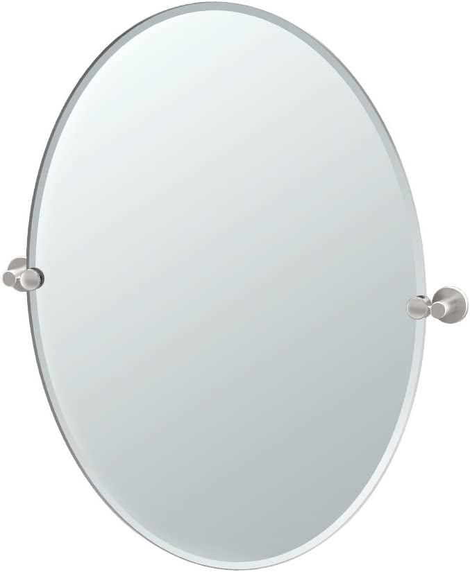 ZHANHAO 4699LG Channel Frameless Oval Mirror, 32 Inch, Satin Nickel ...