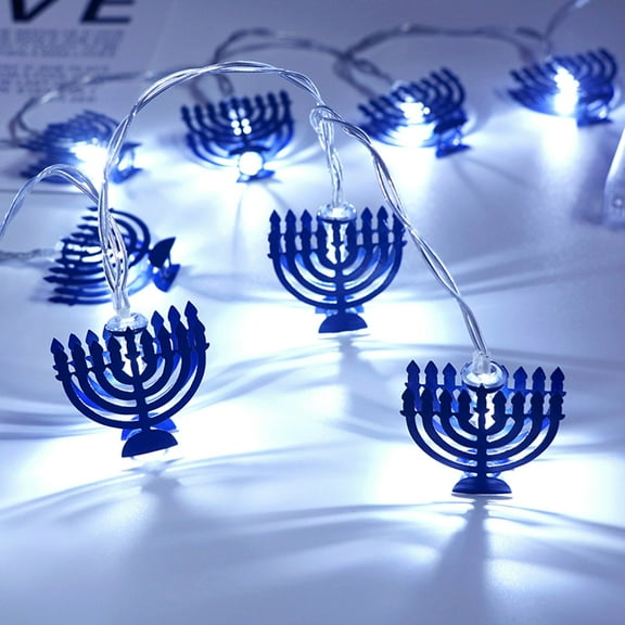 ZHANQUNE 10 LED Chanukah Hanukkah String Lights, Battery Operated Candlestick Decor for Home, Party, Synagogue, Indoor Outdoor Use, 165cm Length, Requires 2 AA Batteries