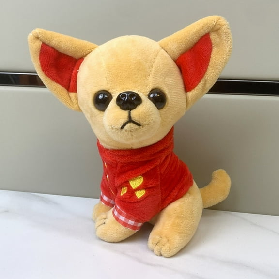 ZHANQUNE 18cm Chihuahua Dog Plush Toy, Realistic Breed Accurate Soft Stuffed Animal, Cute Small Dog Doll Gift for Kids and Dog Lovers, Collectible Pet Plushie