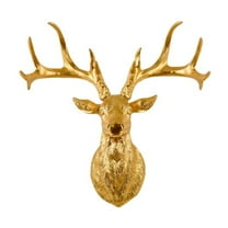 ZHANQUNE 3D Stag Head Sculpture, Resin Deer Head Wall Hanging Artwork for Home, Gallery, Studio and Office, Realistic Animal Statue Decor
