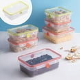 thumbnail image 1 of ZHANQUNE 4-Pack Rectangle Airtight Food Storage Containers, 1 Cup (570ml/1150ml) Latching Lid with Blue Gasket, Microwave, Dishwasher, Freezer Safe BPA-Free Plastic Containers, 1 of 6