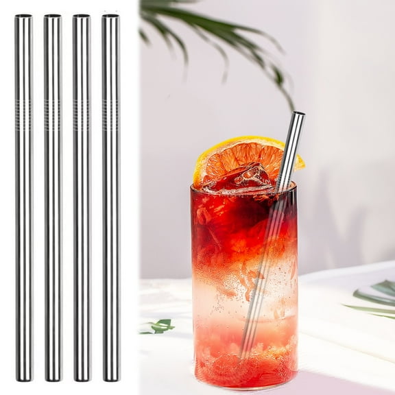 ZHANQUNE Stainless Steel Straw Replacement Set - 4 PCS Reusable Metal Straws Compatible with 24 oz and 32 oz Water Bottles, Durable and Easy to Clean